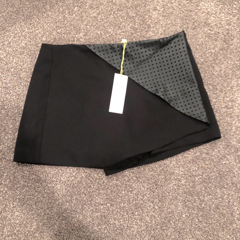 BCBGeneration Black Skort with Faux Leather Detail